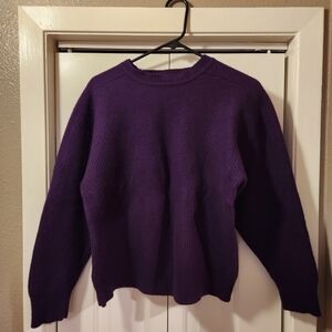 Claiborne Lambswool Blend Knit Sweater – Purple – Cozy Relaxed Fit